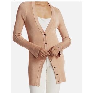 L'AGENCE Peach Button-Up Cardigan